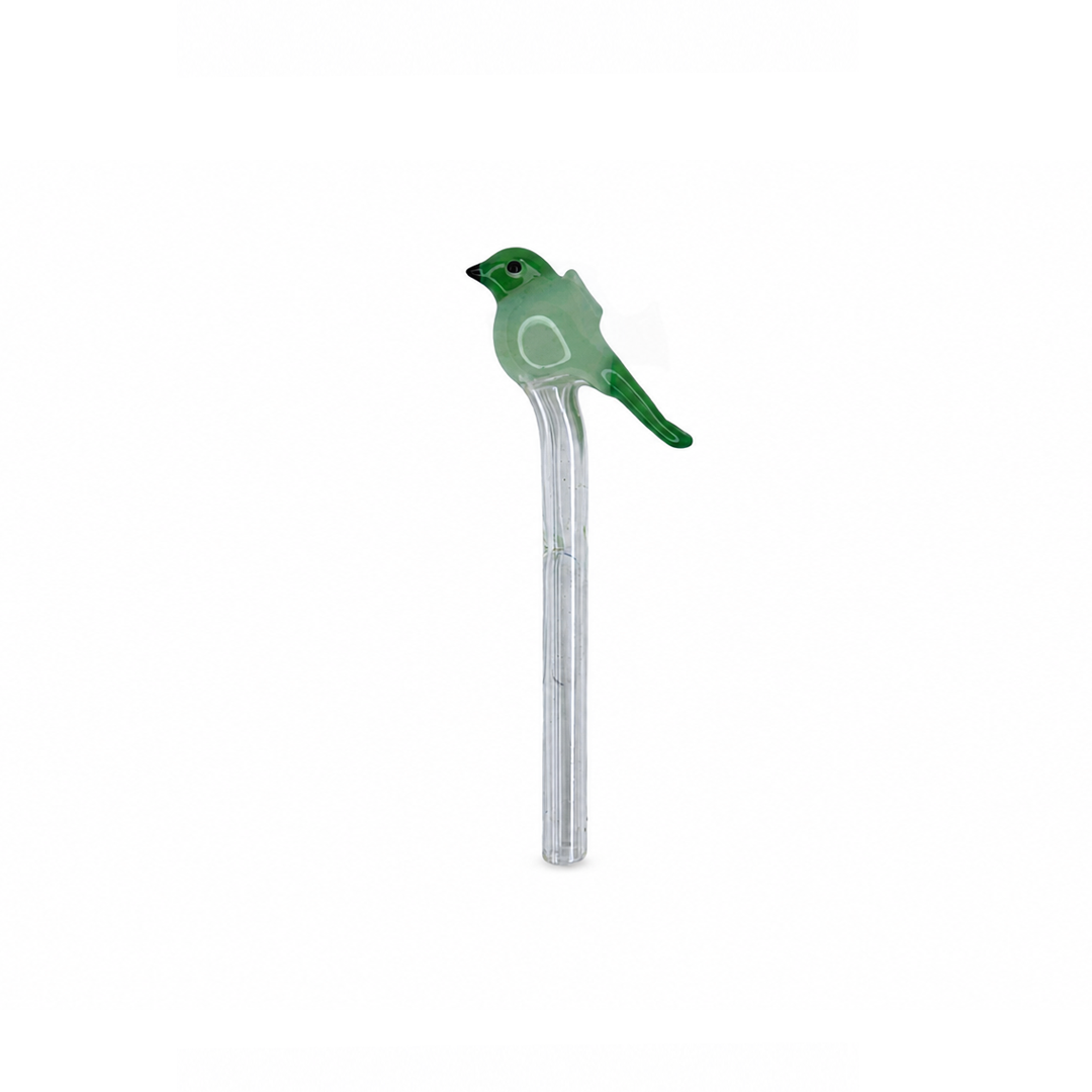Piteira Vidro Pássaro Verde
