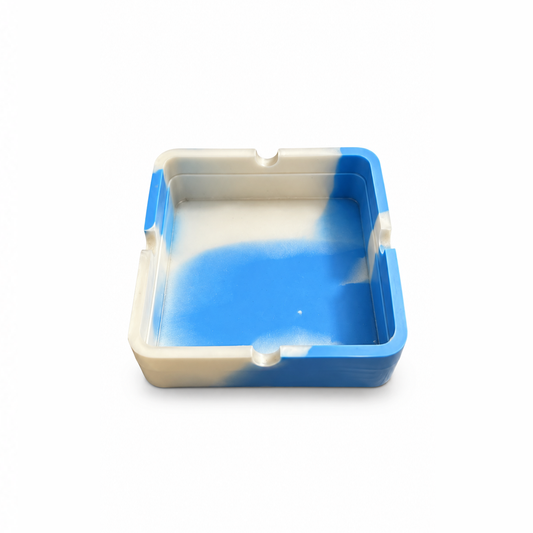 Cinzeiro de Silicone Azul e Branco Quadrado
