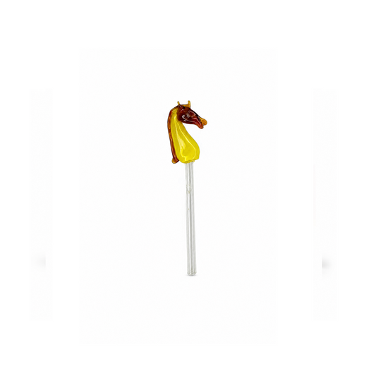 Piteira Vidro Cavalo Marinho Amarelo
