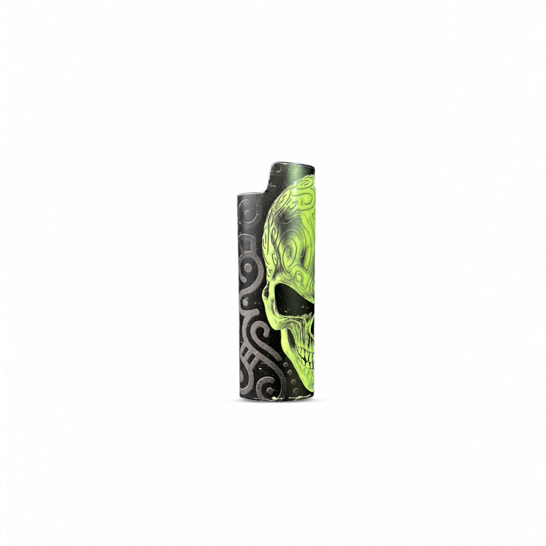 Porta Isqueiro de Metal Caveiras Fluorescente