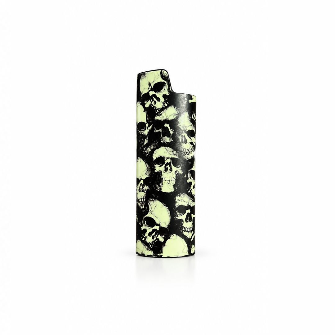 Porta Isqueiro de Metal Caveiras Fluorescente
